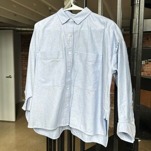 Everlane oversized blue button up top